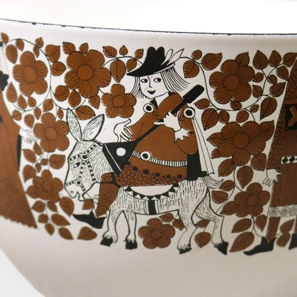 Vintage Arabia Finel Kaj Franck 'Ritari' Medieval Troubadour Enamel Bowl Finland - Picture 3 of 13